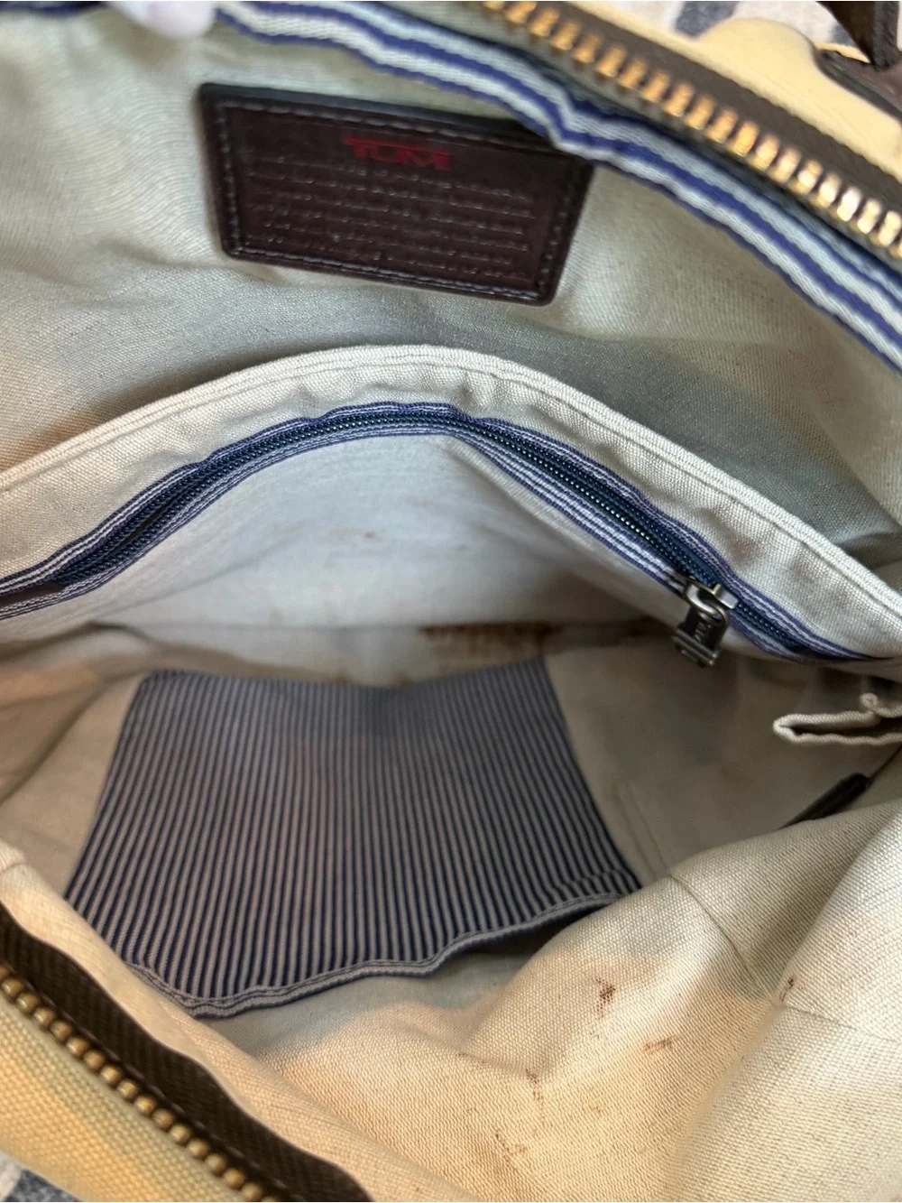 Tumi Alpha Bravo Knox Backpack Deluxe Khaki Canvas Leather